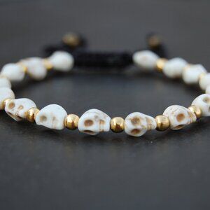 Skull Bracelet,Stone Skull Bracelet,Magnetic Bracelet,Drawstring Bracelet